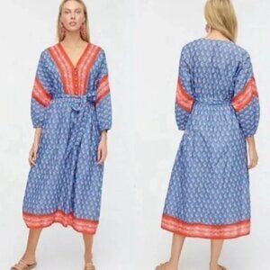 NWT J. Crew Beachwear blue and red dress with belt size xs
